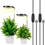GPED Grow Light, LED Plant Light for Indoor Plants Growing, Full Spectrum Desk Growth Lamp w/ 10 Dimmable Levels \u0026 Automatic Timer(3/9/12Hrs) ,Height Adjustable, Ideal for Small Plants, 2 Pcs,Black